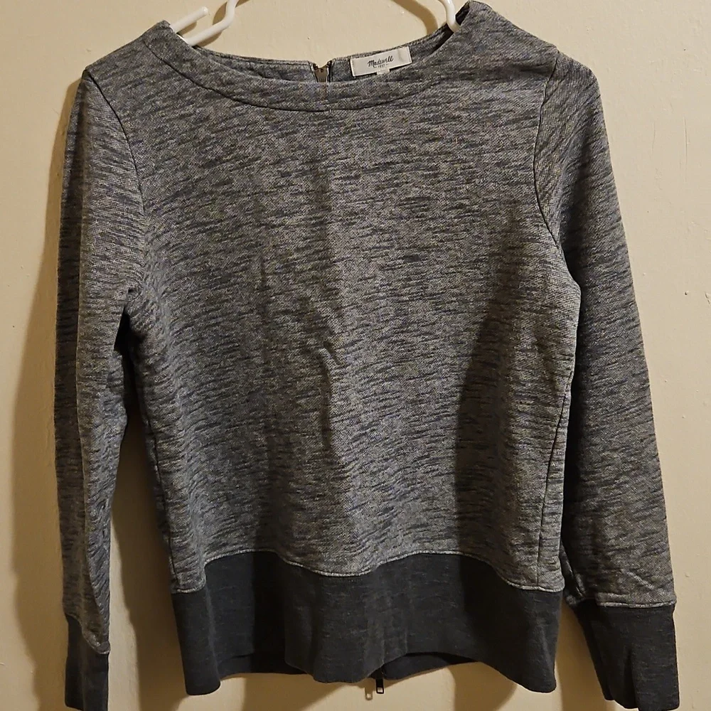 Madewell Gray Back Zippet Sweatshirt Size M